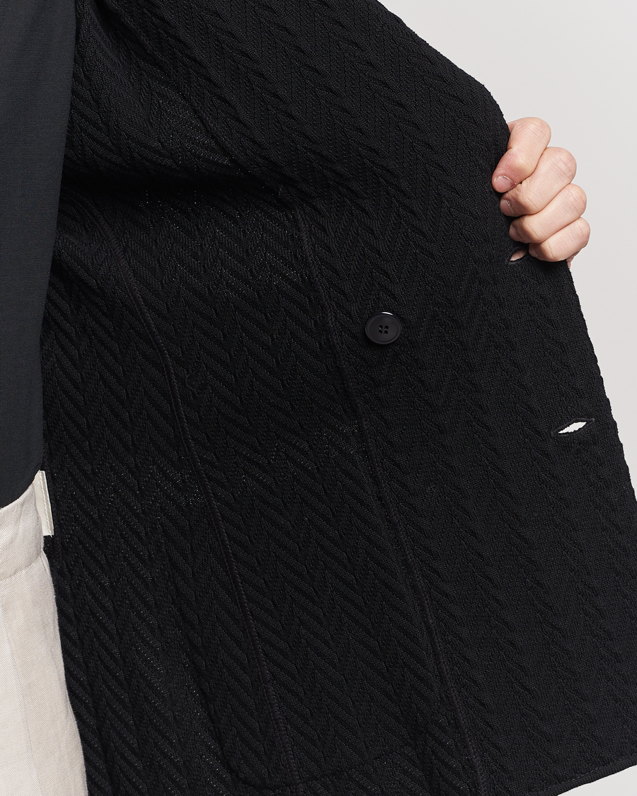 Herren | Sakkos | Lardini | Double Breasted Structured Knitted Blazer Black