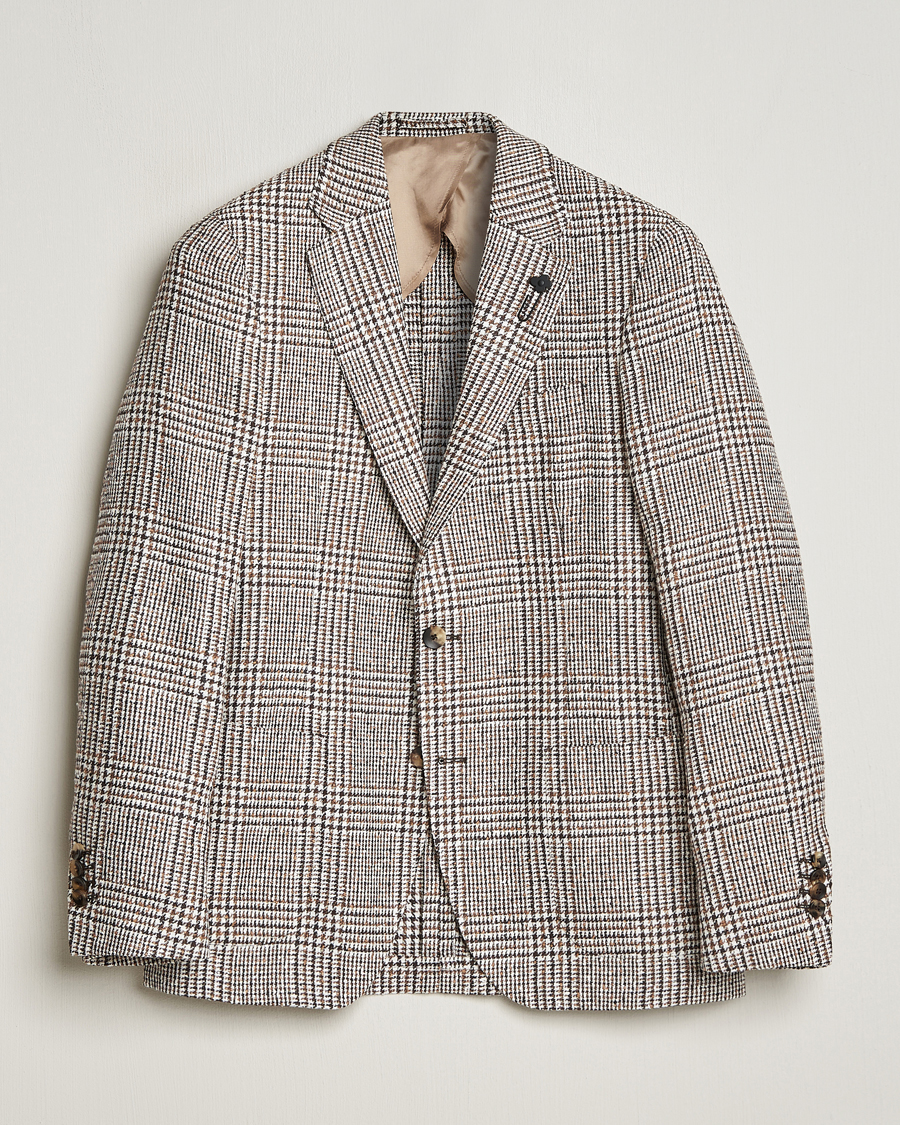Herren | Sakkos | Lardini | Checked Linen Blazer Brown
