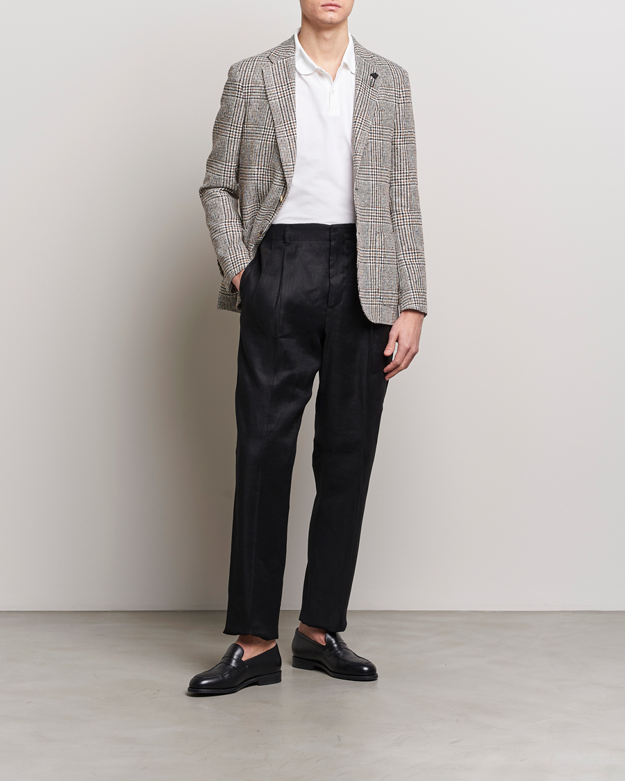 Herren | Sakkos | Lardini | Checked Linen Blazer Brown