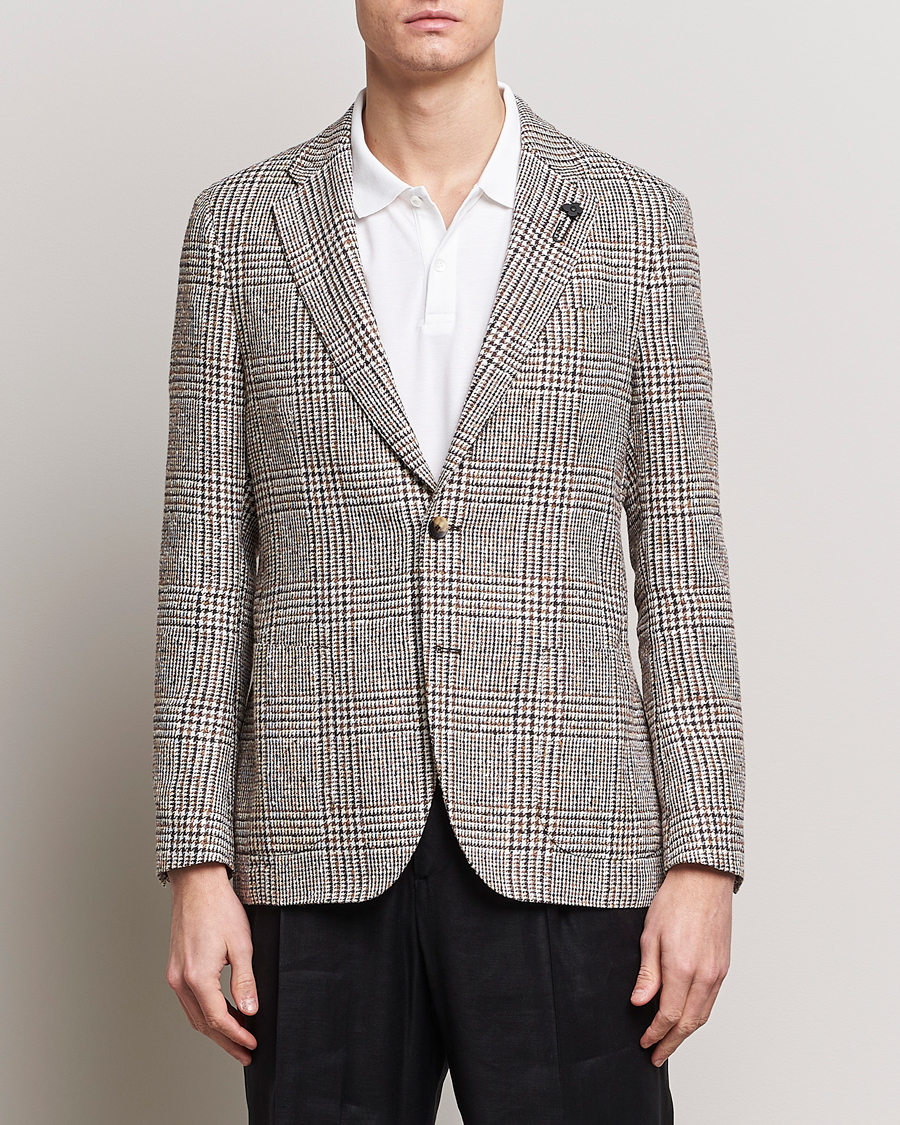 Herren | Sakkos | Lardini | Checked Linen Blazer Brown