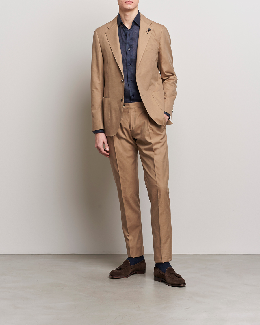 Herren | Zweiteilige Anzüge | Lardini | Solaro Cotton Suit Light Brown