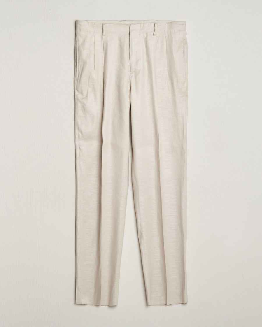 Herren | Hosen | Lardini | Atos Pleated Linen Trousers Beige