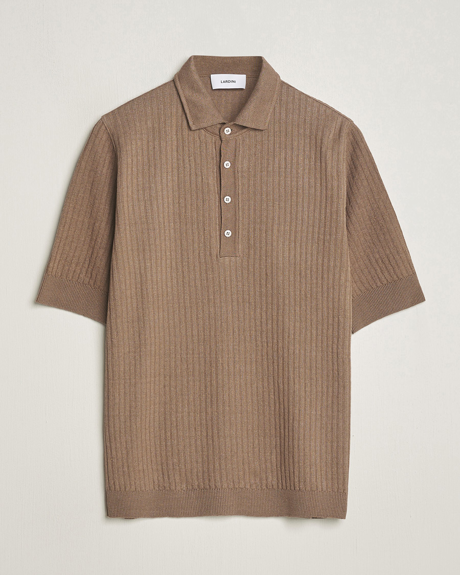 Herren | Poloshirts | Lardini | Structured Linen/Cotton Polo Brown
