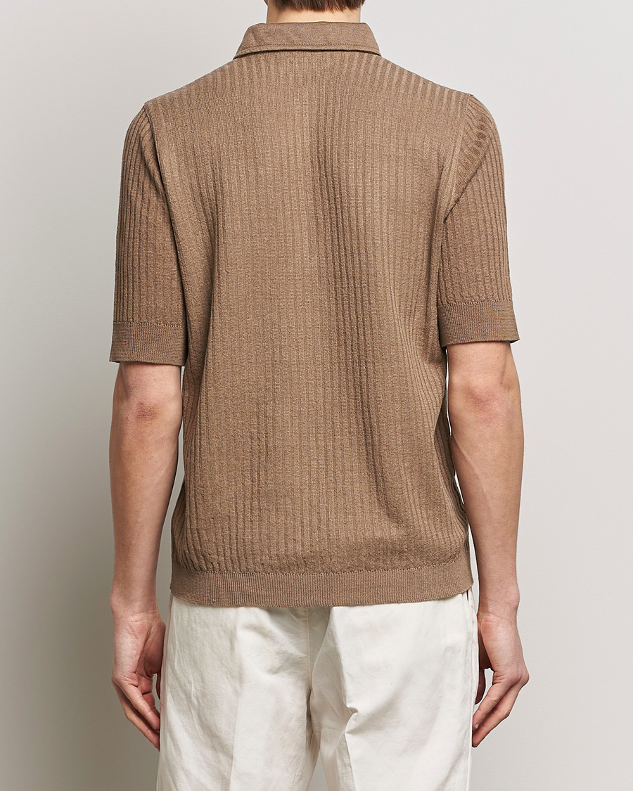 Herren | Poloshirts | Lardini | Structured Linen/Cotton Polo Brown