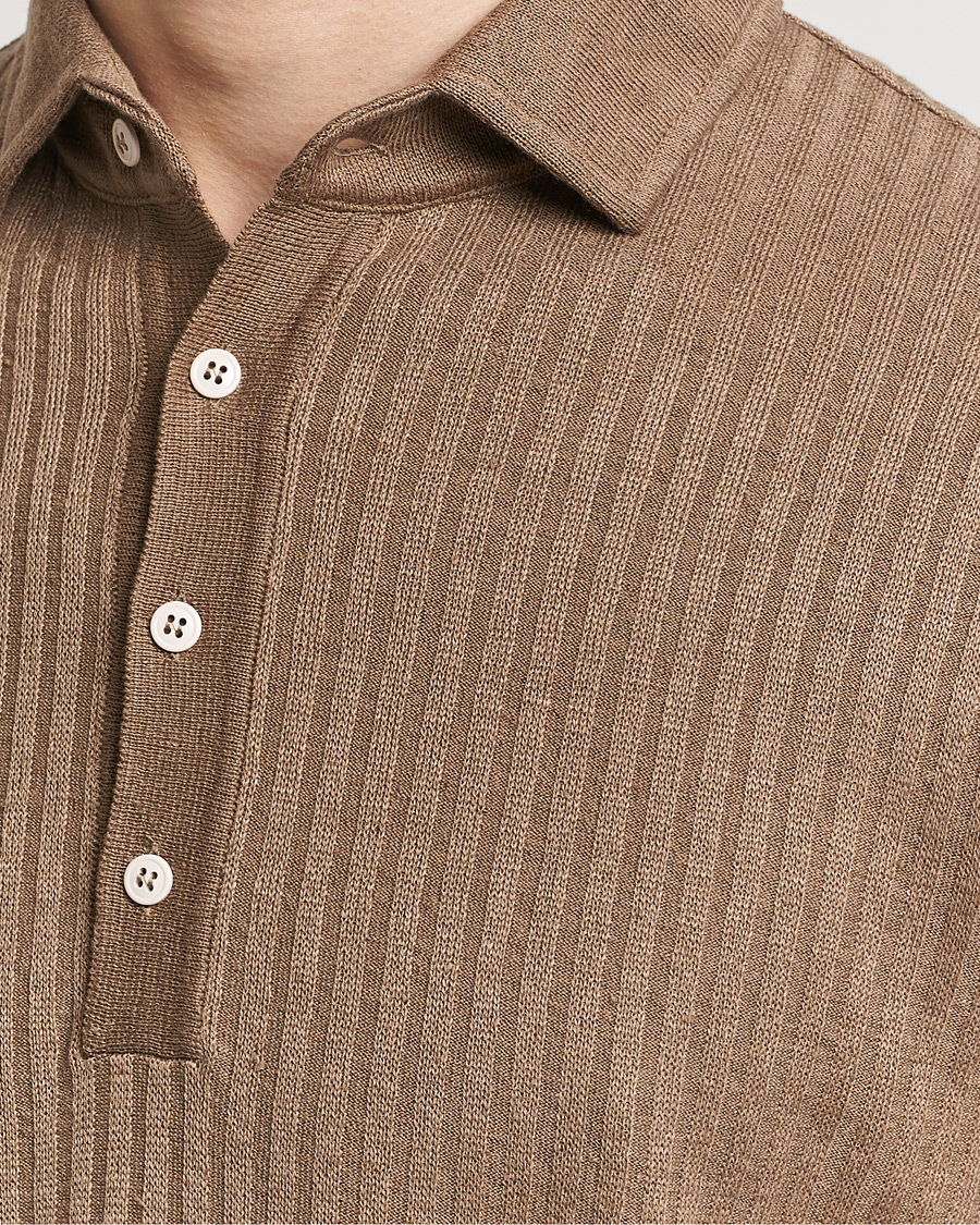Herren | Poloshirts | Lardini | Structured Linen/Cotton Polo Brown