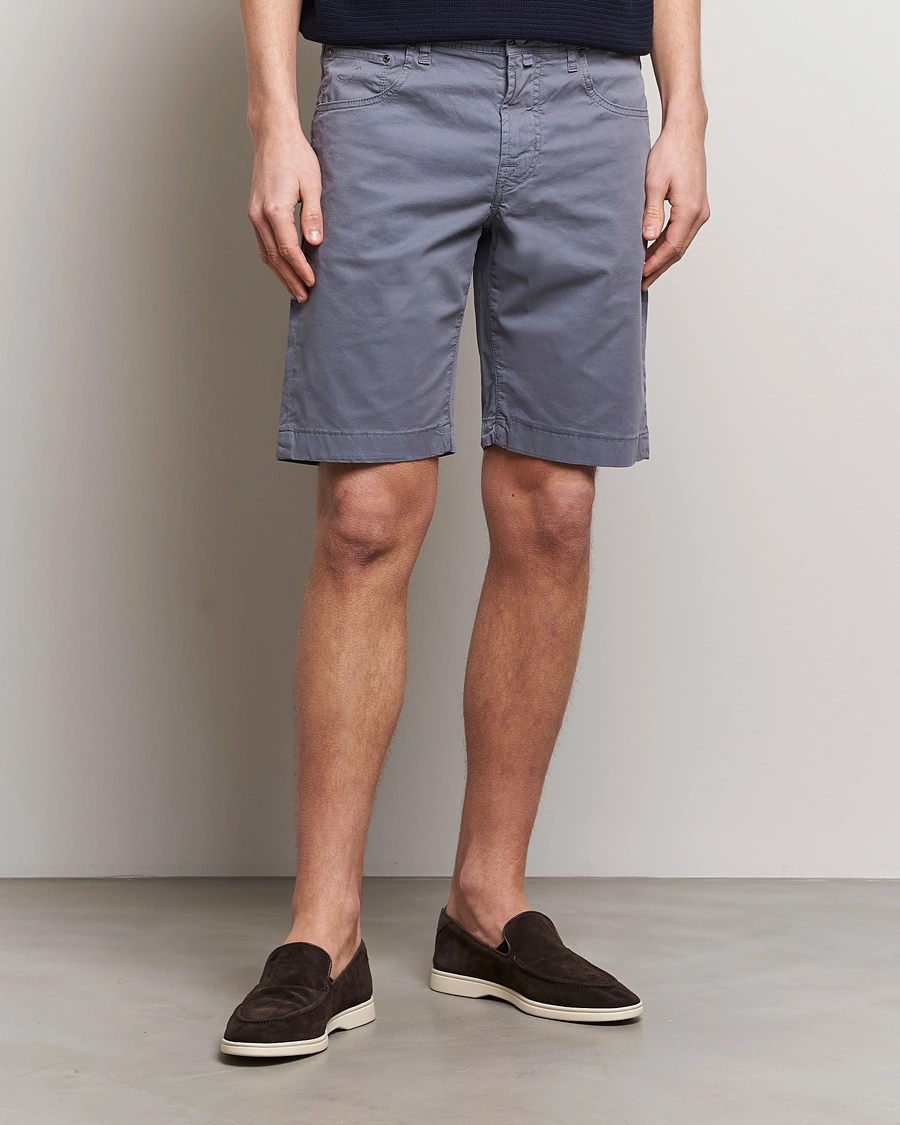 Herren | Kleidung | Jacob Cohën | Nicolas Cotton Gabardine Shorts Blue Grey