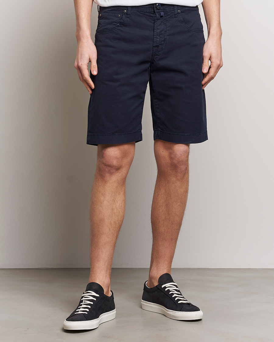 Herr | Shorts | Jacob Cohën | Nicolas Cotton Gabardine Shorts Navy