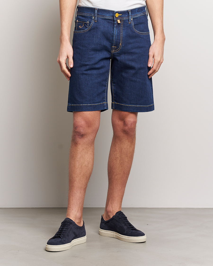 Herren | Jacob Cohën | Jacob Cohën | Nicolas Stretch Denim Shorts Dark Blue