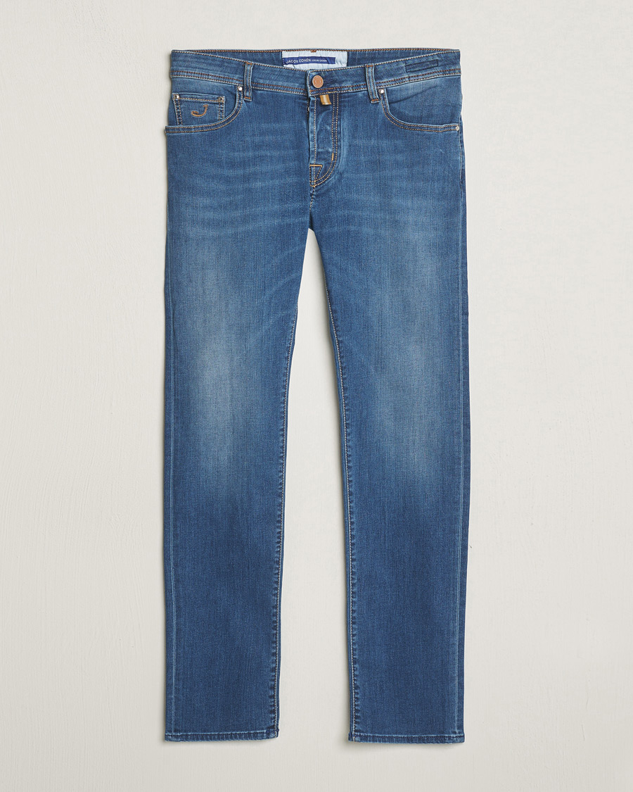 Herren | Jeans | Jacob Cohën | Nick Slim Fit Stretch Jeans Mid Blue