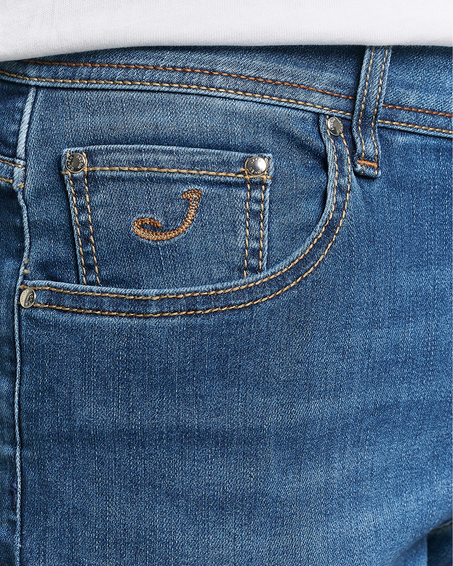 Herren | Jeans | Jacob Cohën | Nick Slim Fit Stretch Jeans Mid Blue
