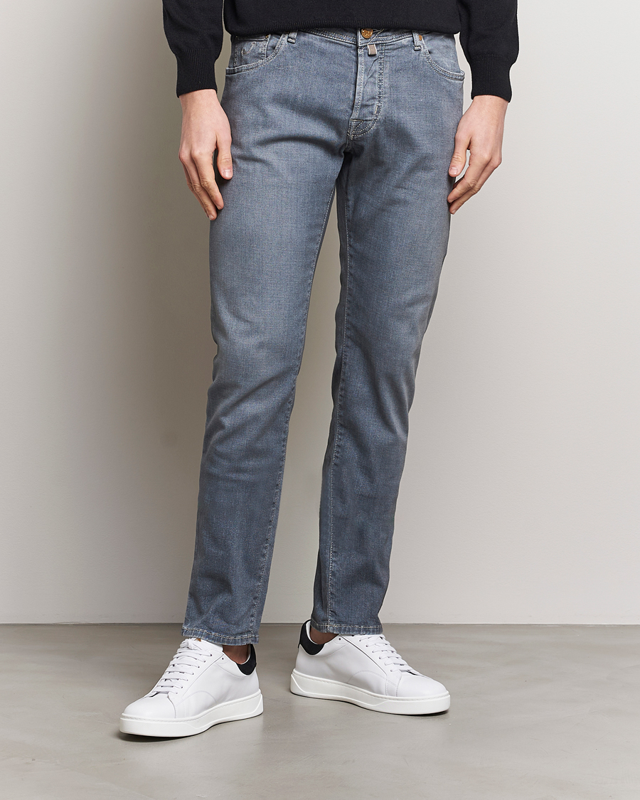 Herren | Italian Department | Jacob Cohën | Nick Naples Super Slim Stretch Jeans Light Grey