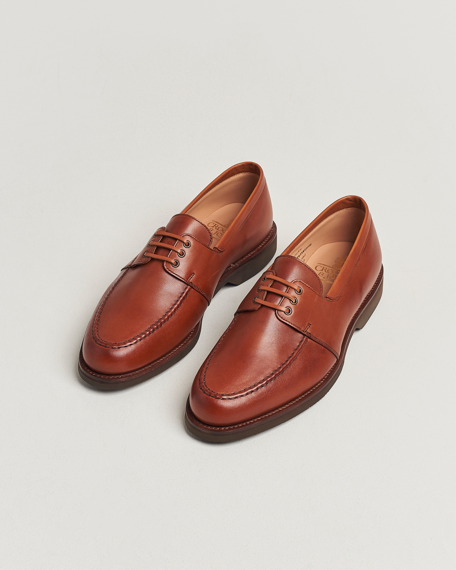 Herren | Segelschuhe | Crockett & Jones | Falmouth Deck Shoes Tan Wax Calf
