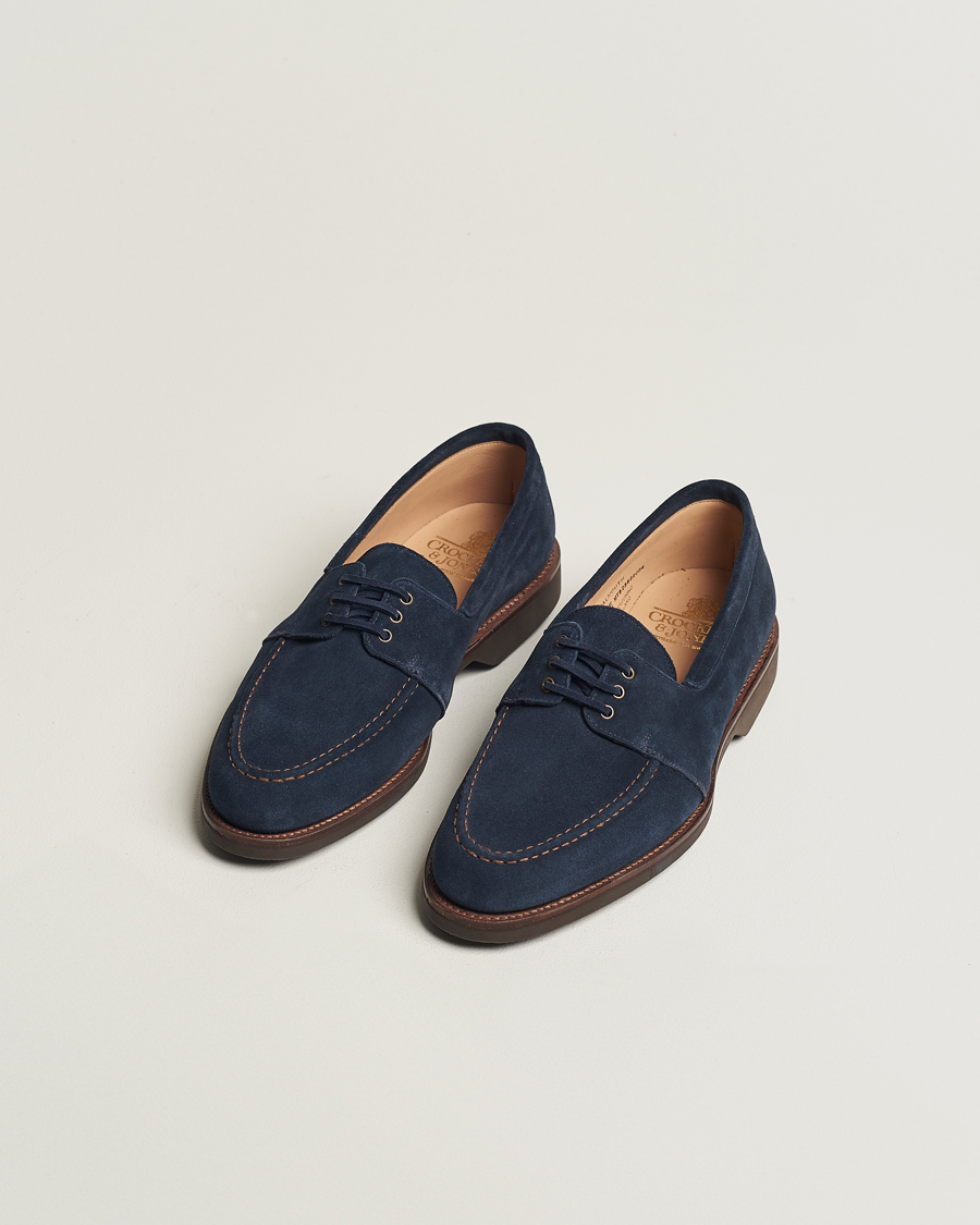 Men | Shoes | Crockett & Jones | Falmouth Deck Shoes Ocean Suede