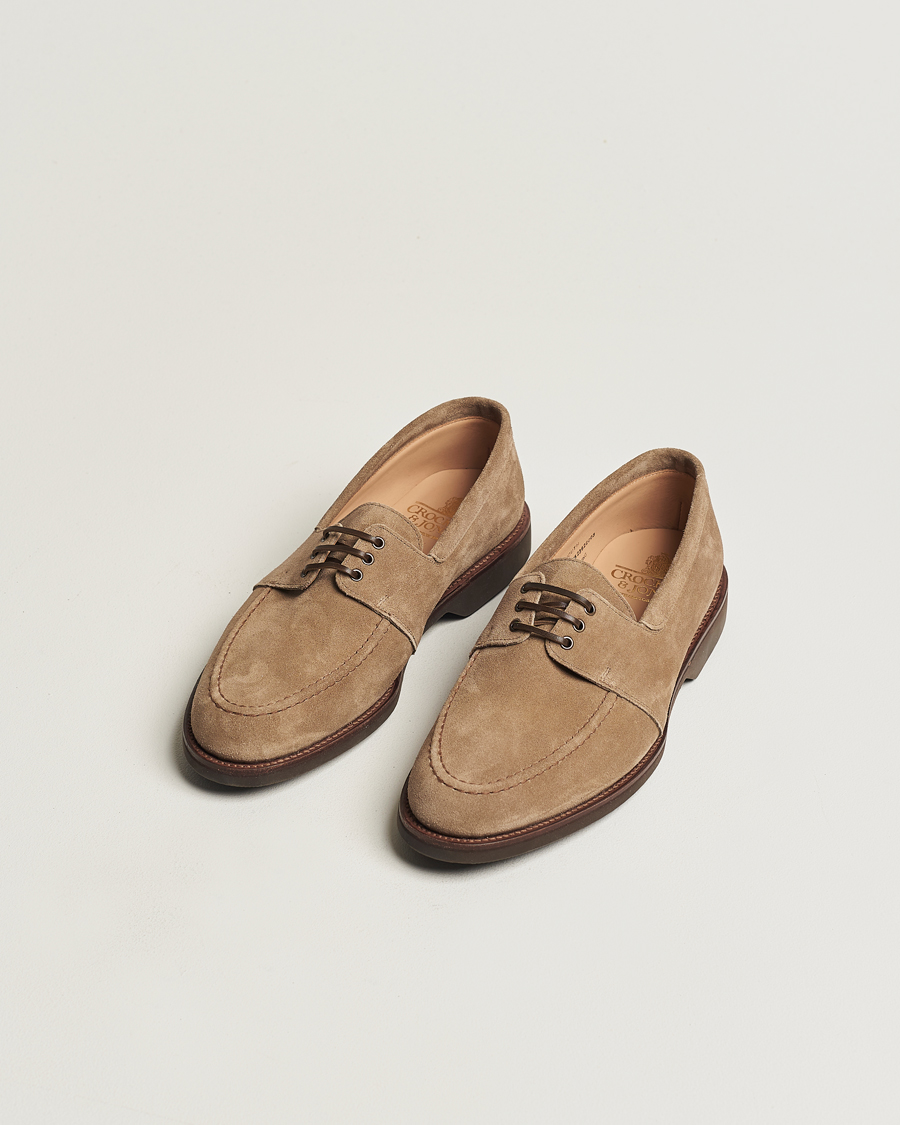 Herr | Skor | Crockett & Jones | Falmouth Deck Shoes Khaki Suede