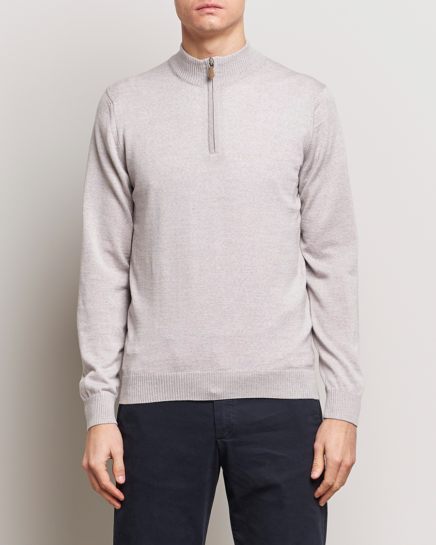 Herren | Half-zip | Stenströms | Merino Wool Half Zip Beige