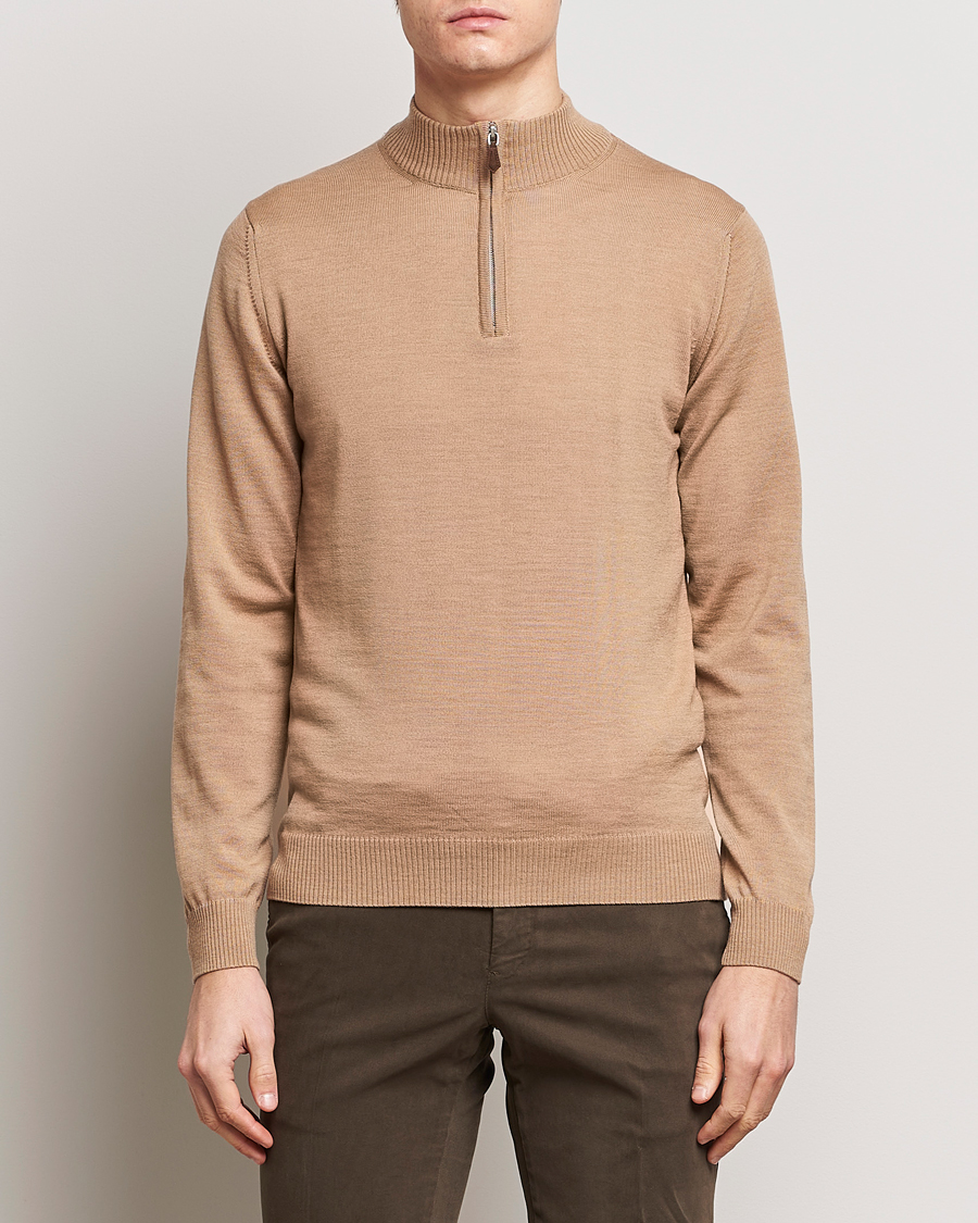 Herren | Half-zip | Stenströms | Merino Wool Half Zip Sand