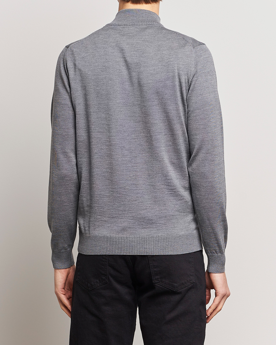 Herren | Pullover | Stenströms | Merino Wool Half Zip Mid Grey