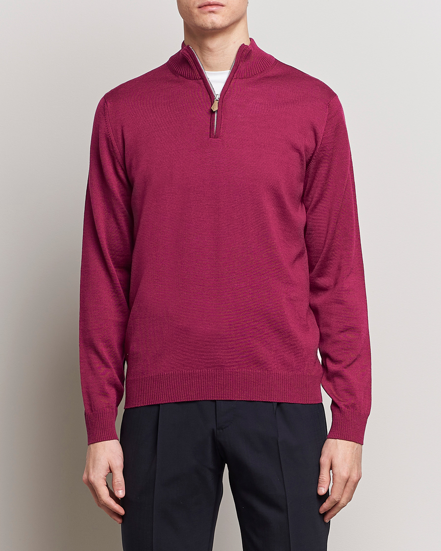 Herren | 20% sale | Stenströms | Merino Wool Half Zip Wine