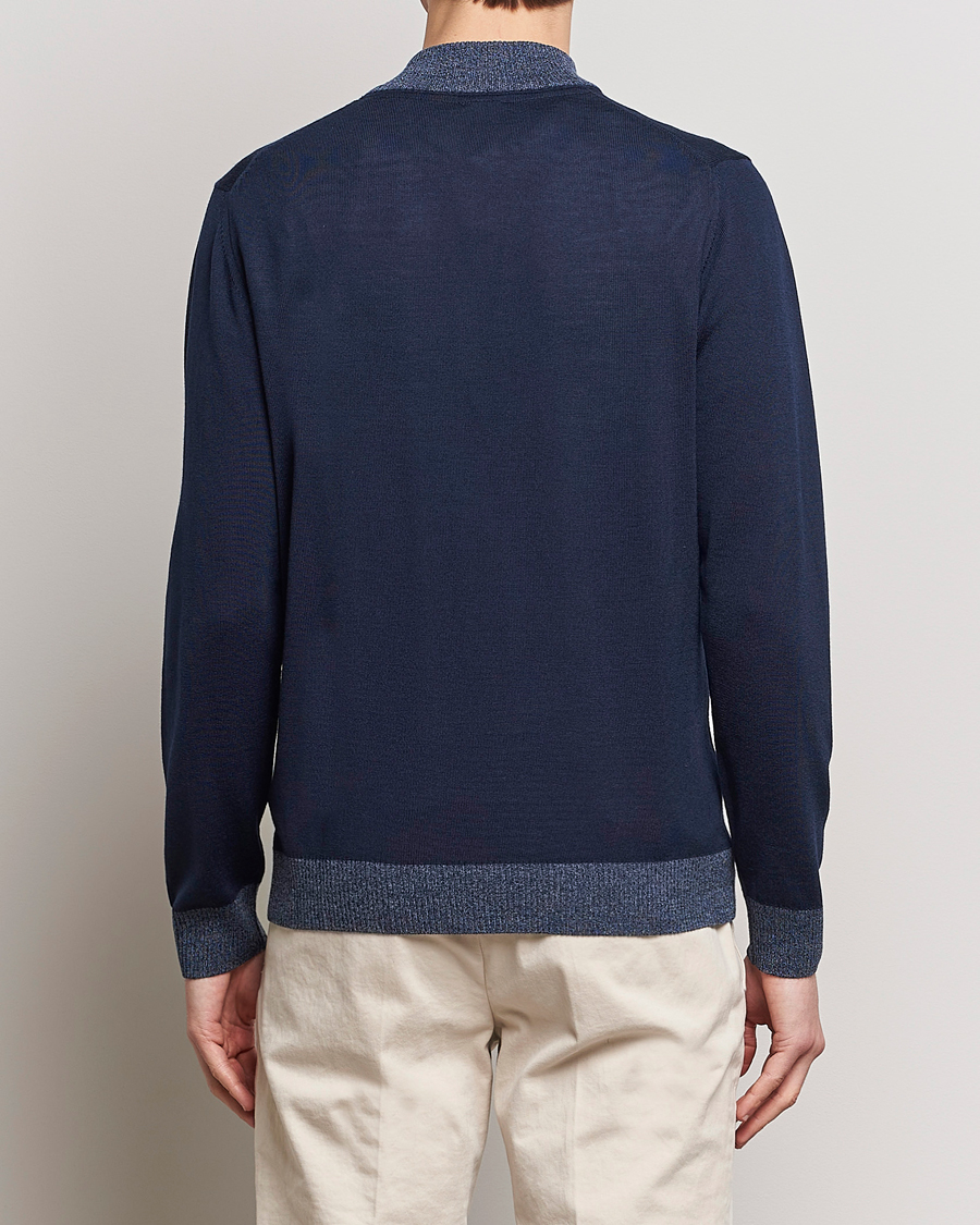 Herren | Pullover | Stenströms | Merino Contrast Half Zip Navy