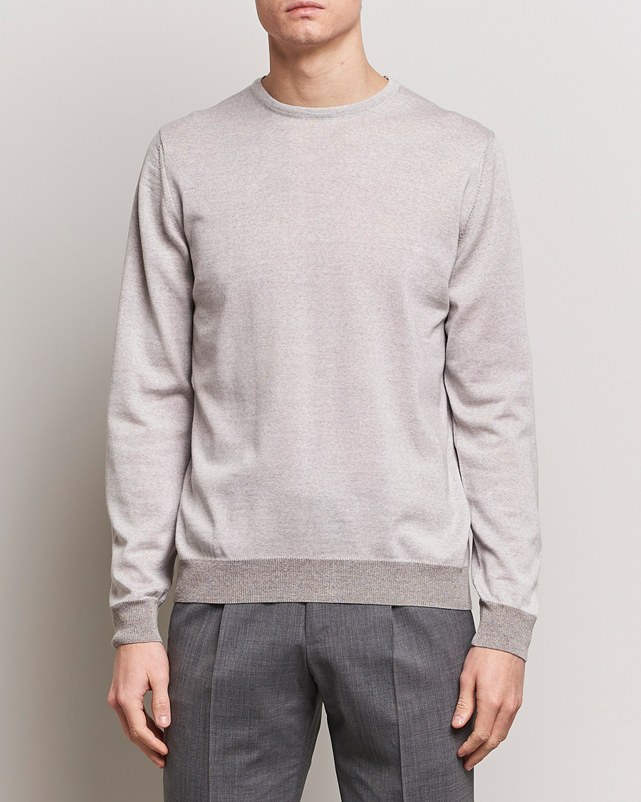 Herren | Pullover | Stenströms | Merino Contrast Crew Neck Beige