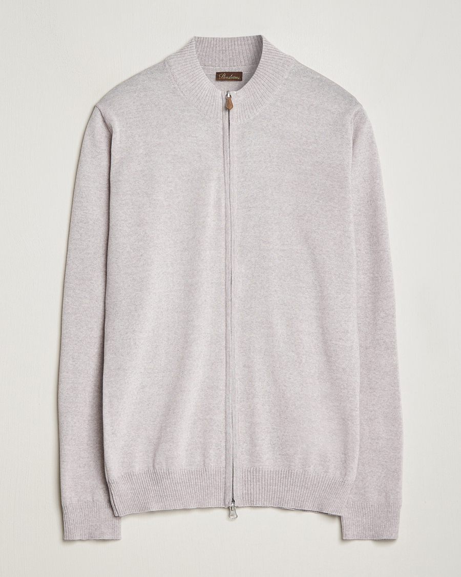 Herren | Pullover | Stenströms | Merino Wool Full Zip Beige