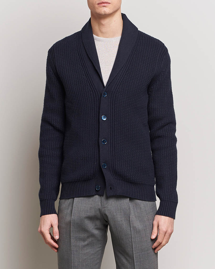 Herren | Kleidung | Stenströms | Cotton/Cashmere Shawl Cardigan Navy