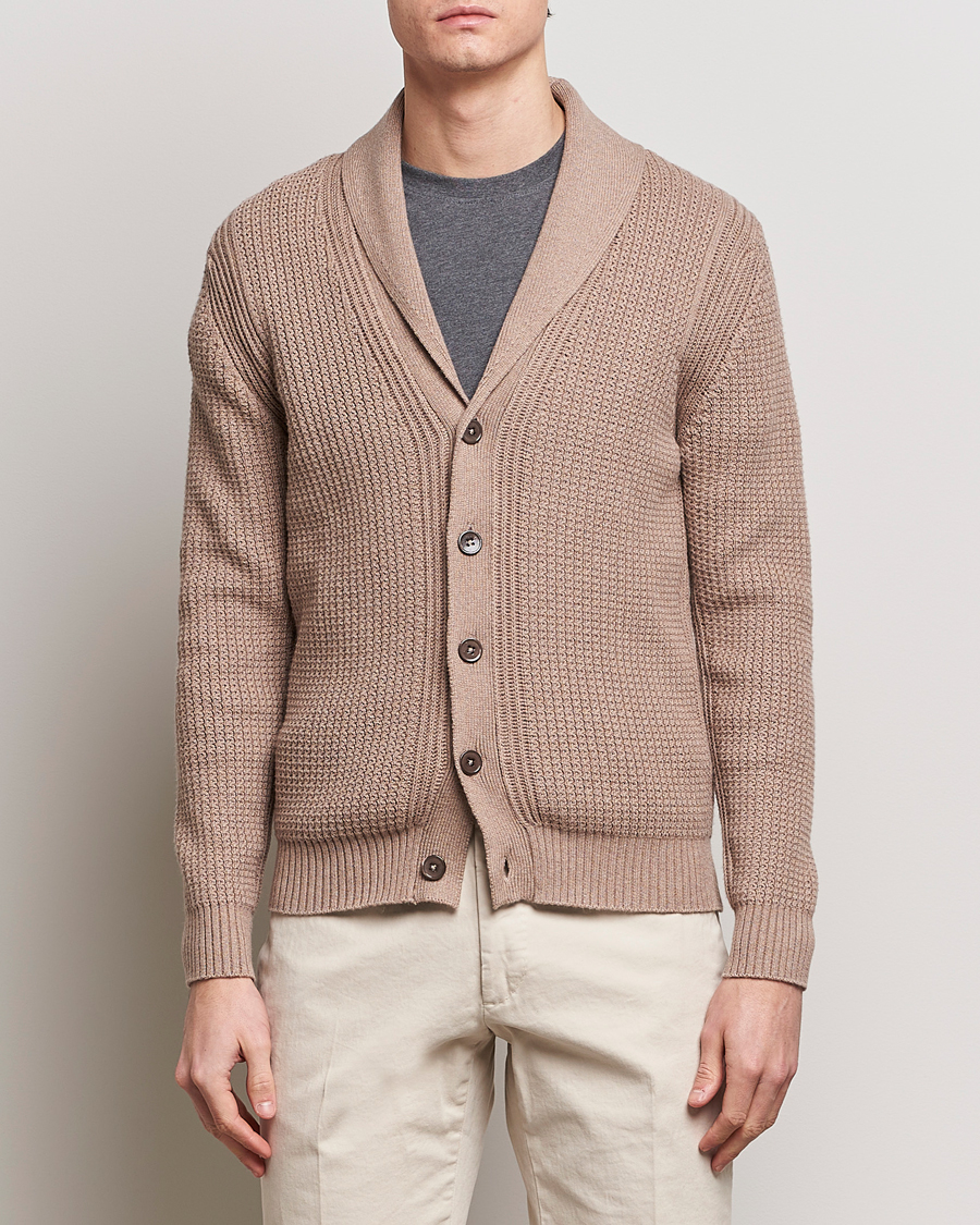 Herren | Business & Beyond | Stenströms | Cotton/Cashmere Shawl Cardigan Brown