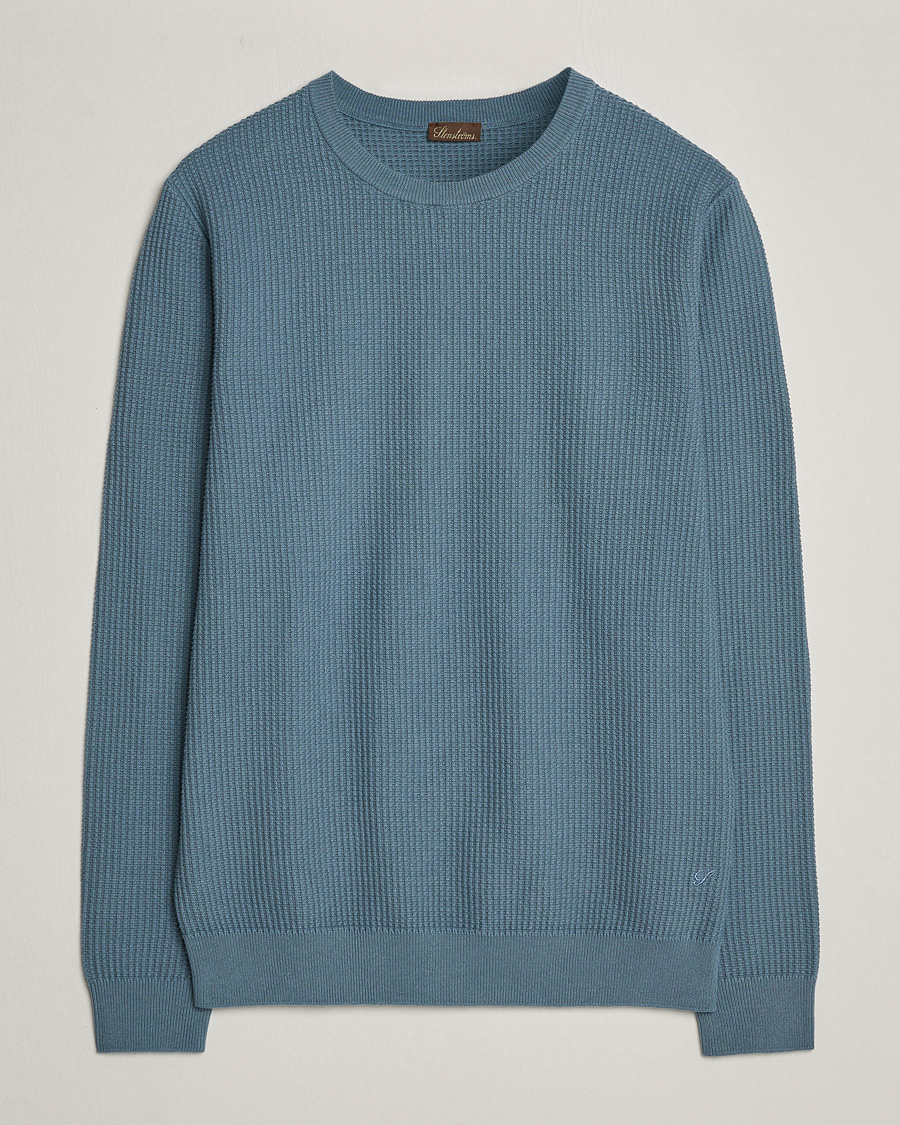 Herren | Pullover | Stenströms | Organic Cotton Crew Neck Mid Blue