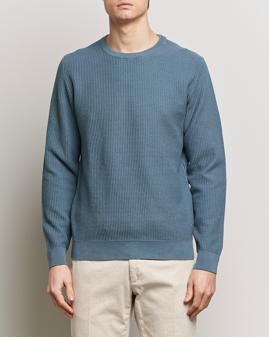 Herren | Pullover | Stenströms | Organic Cotton Crew Neck Mid Blue