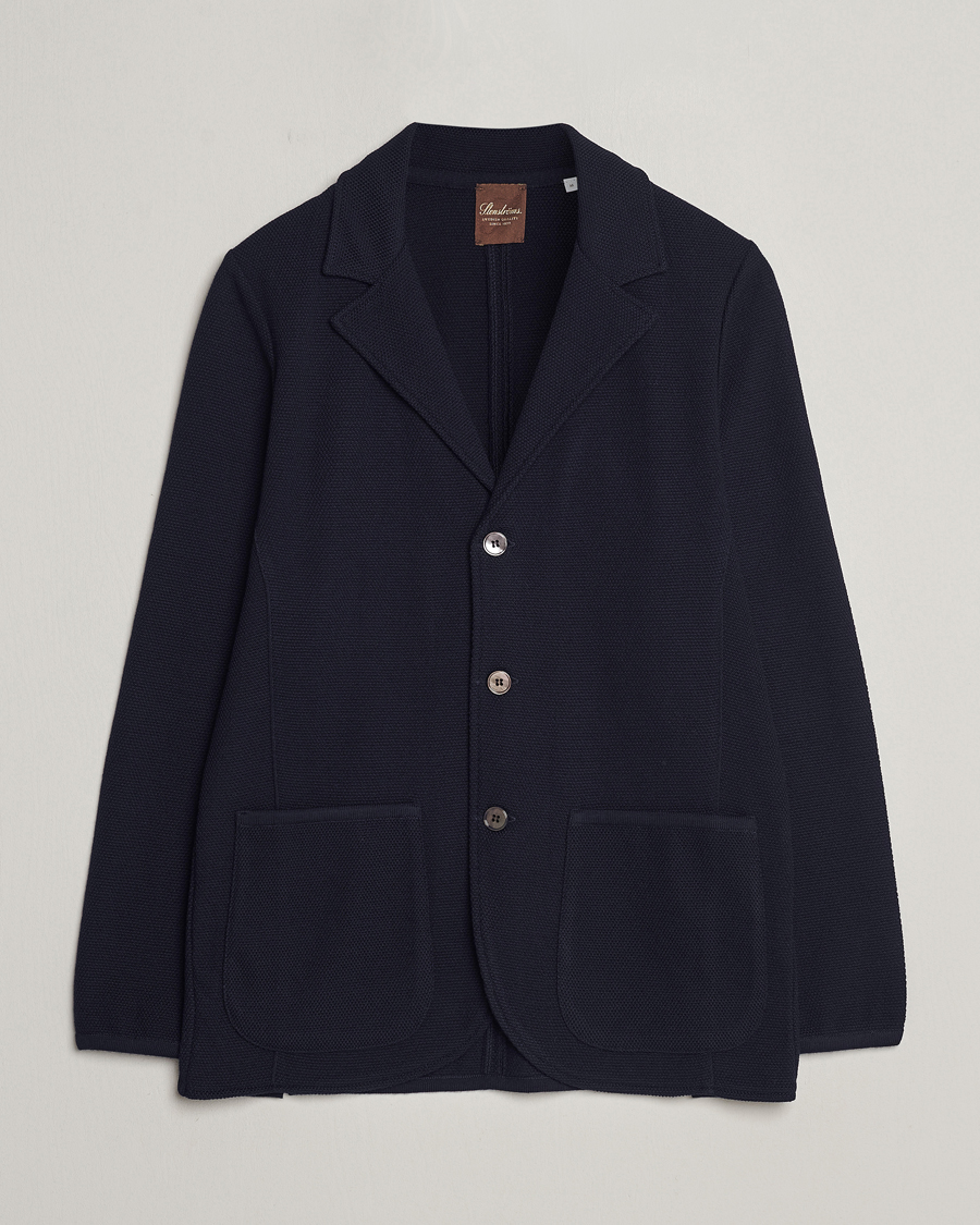 Herren | Sakkos | Stenströms | Merino Wool Texture Knitted Blazer Navy
