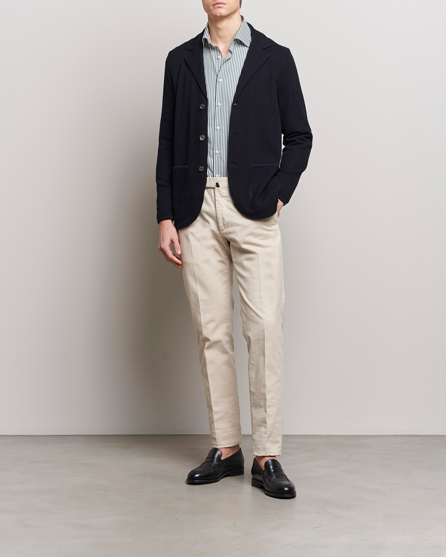 Herren | Sakkos | Stenströms | Merino Wool Texture Knitted Blazer Navy