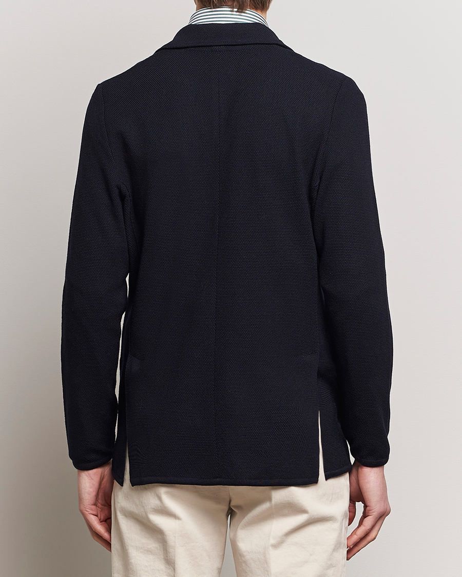 Herren | Sakkos | Stenströms | Merino Wool Texture Knitted Blazer Navy