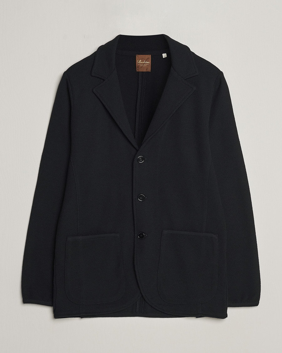 Herren | Sakkos | Stenströms | Merino Wool Texture Knitted Blazer Black