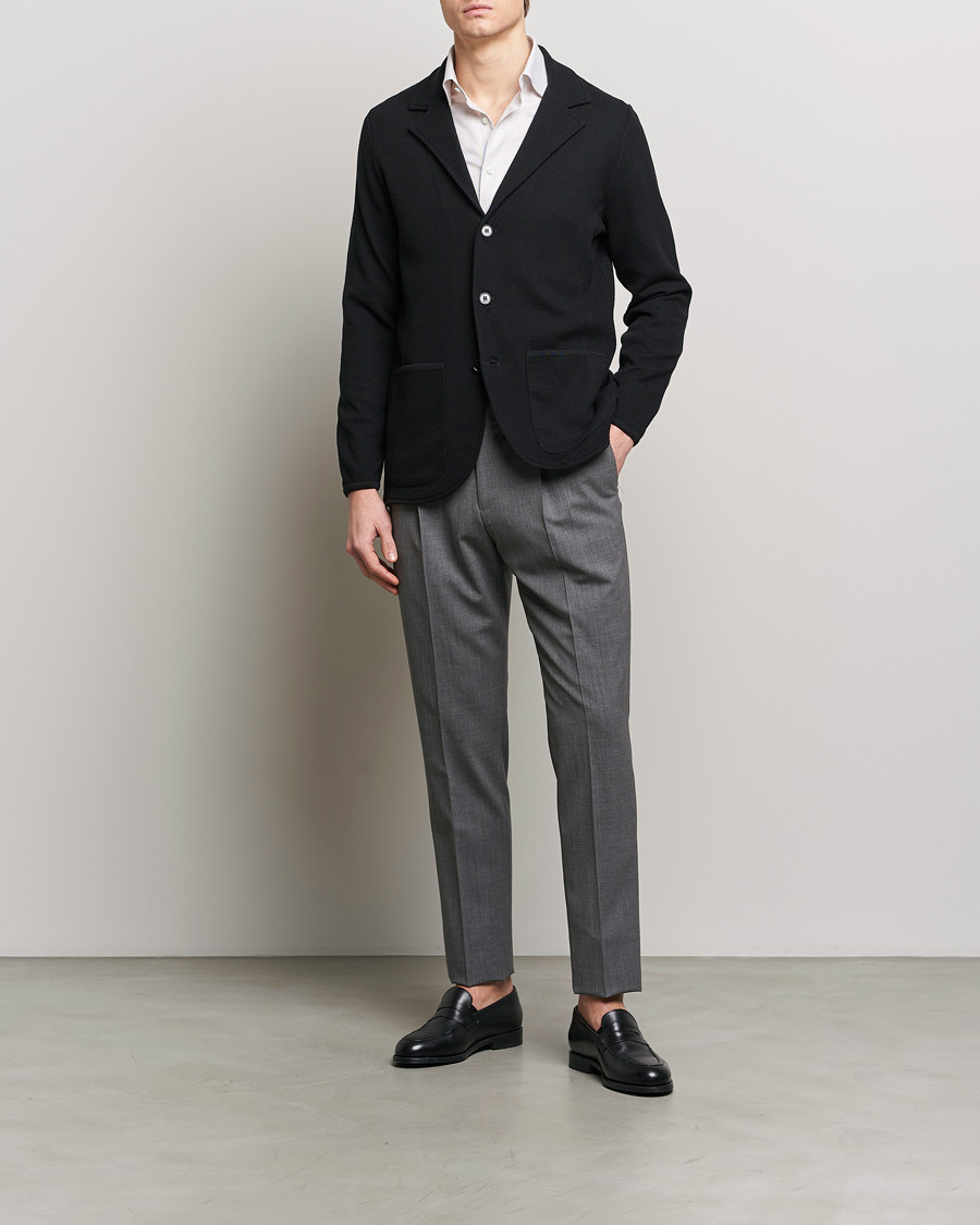 Herren | Sakkos | Stenströms | Merino Wool Texture Knitted Blazer Black