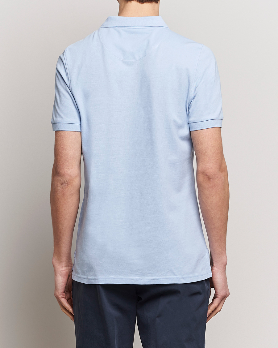 Herren | Poloshirts | Stenströms | Organic Cotton Piquet Polo Shirt Light Blue