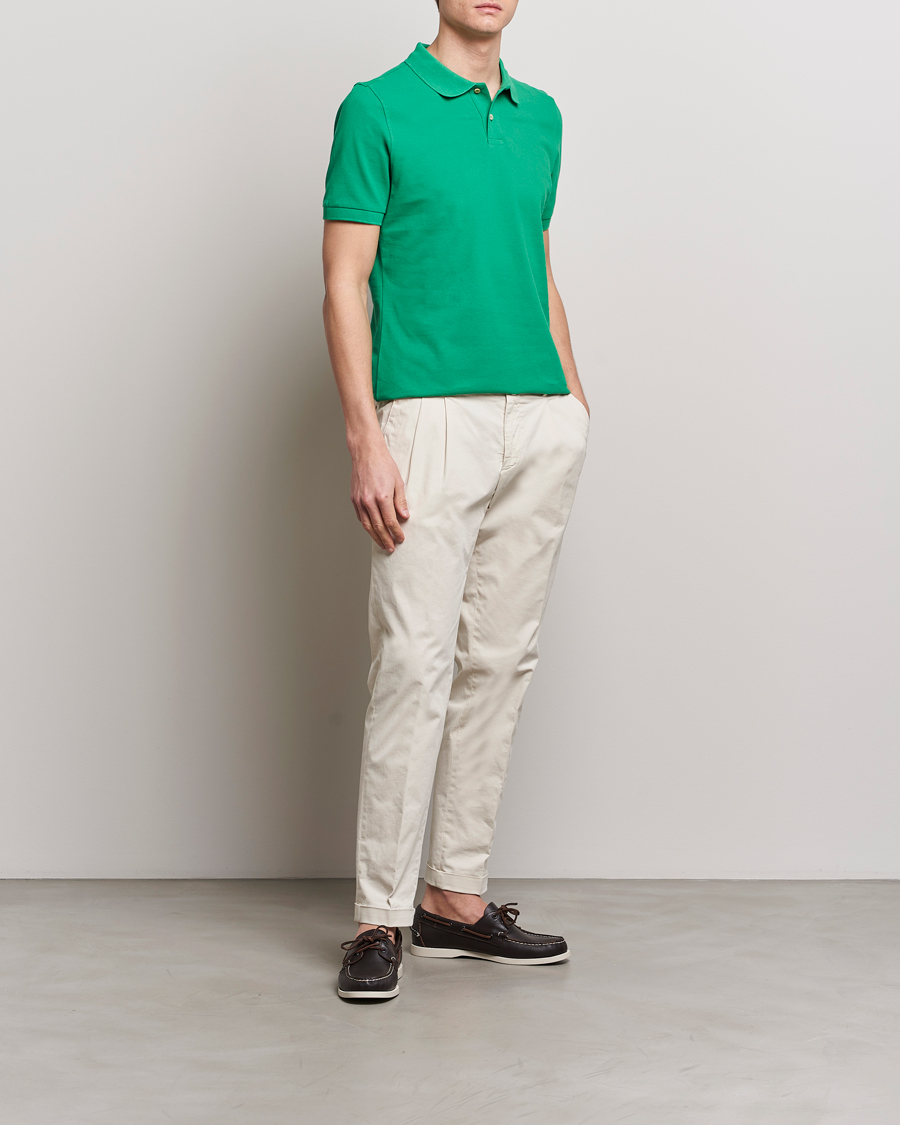 Herren | Poloshirts | Stenströms | Organic Cotton Piquet Polo Shirt Green