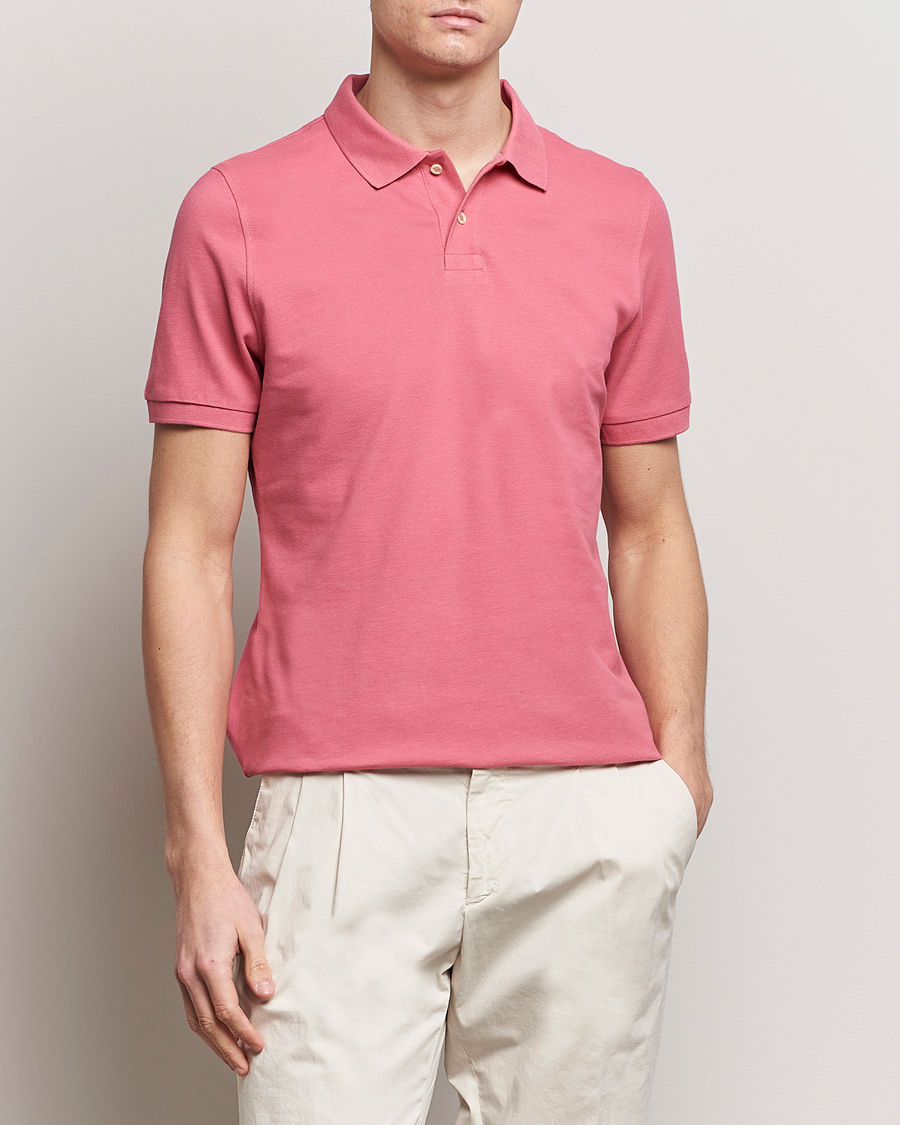 Herren |  | Stenströms | Organic Cotton Piquet Polo Shirt Rasperry