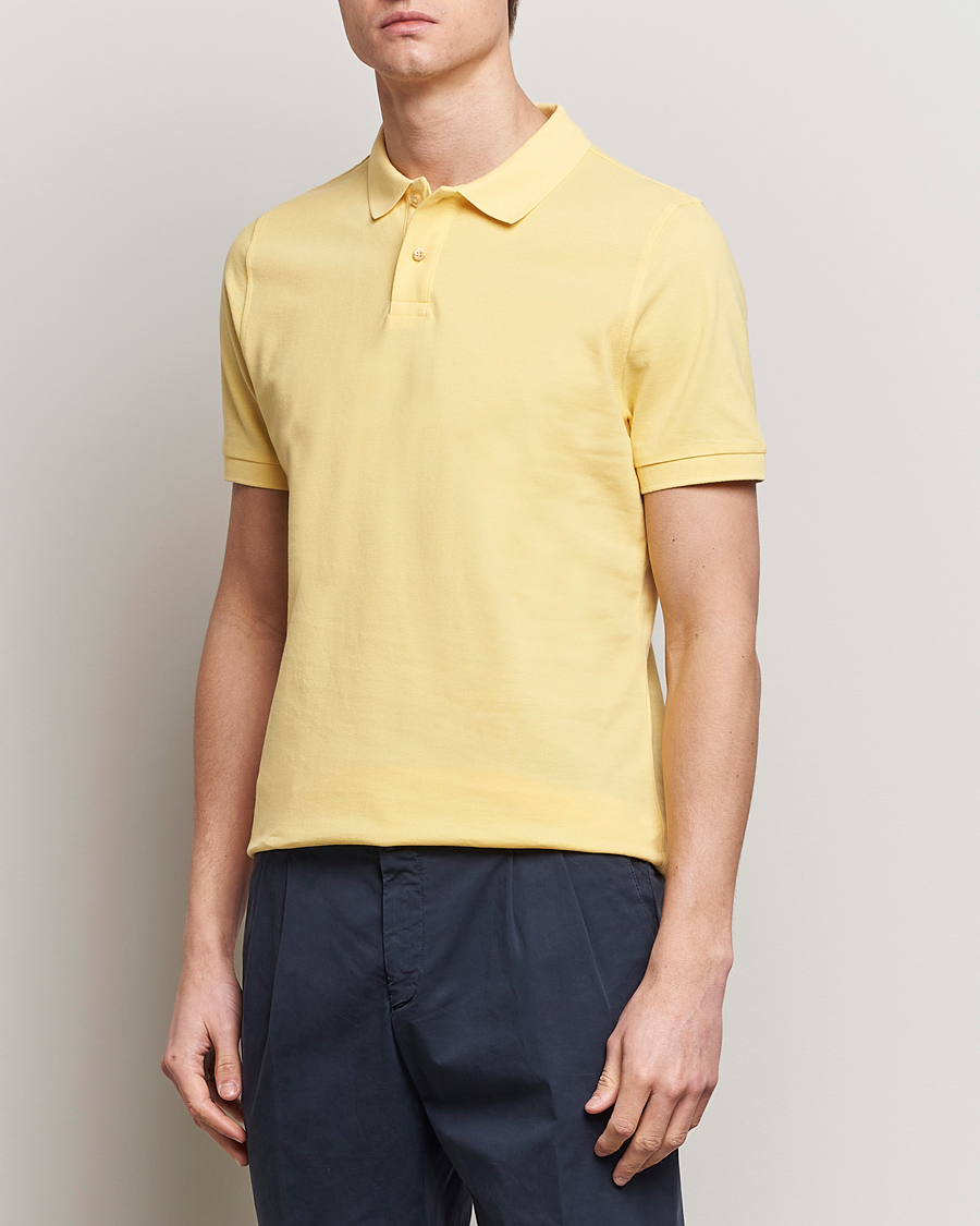 Herren | Kurzarm-Poloshirts | Stenströms | Organic Cotton Piquet Polo Shirt Yellow