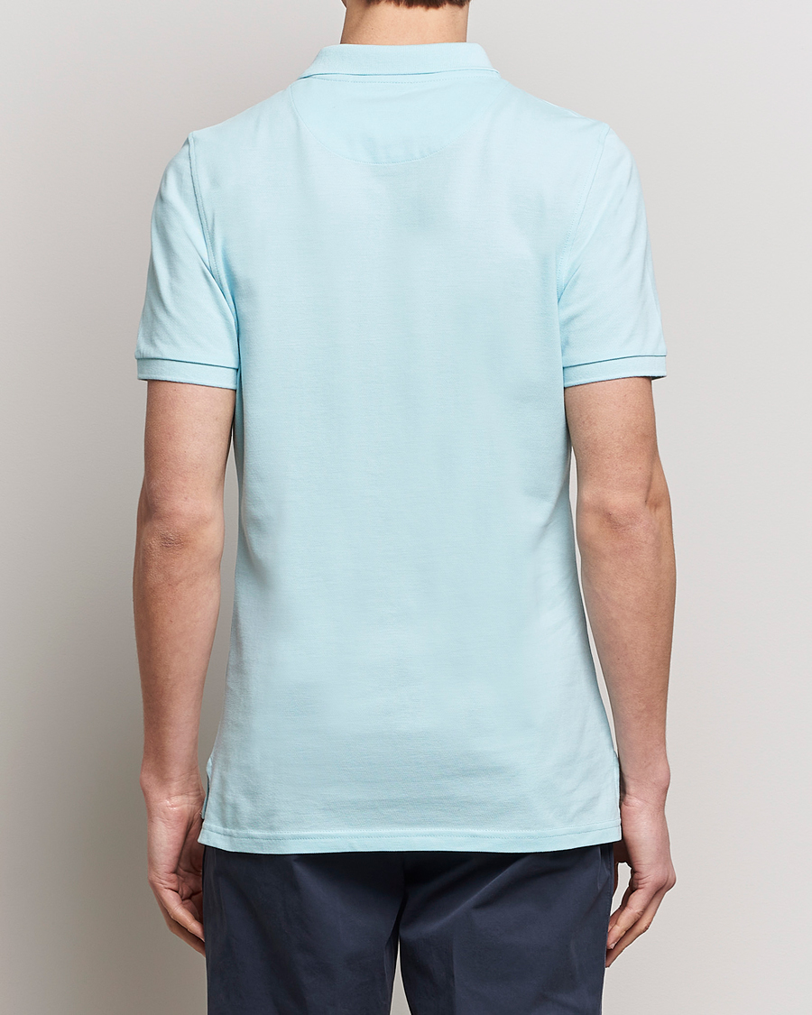 Herren | Poloshirts | Stenströms | Organic Cotton Piquet Polo Shirt Aqua Blue