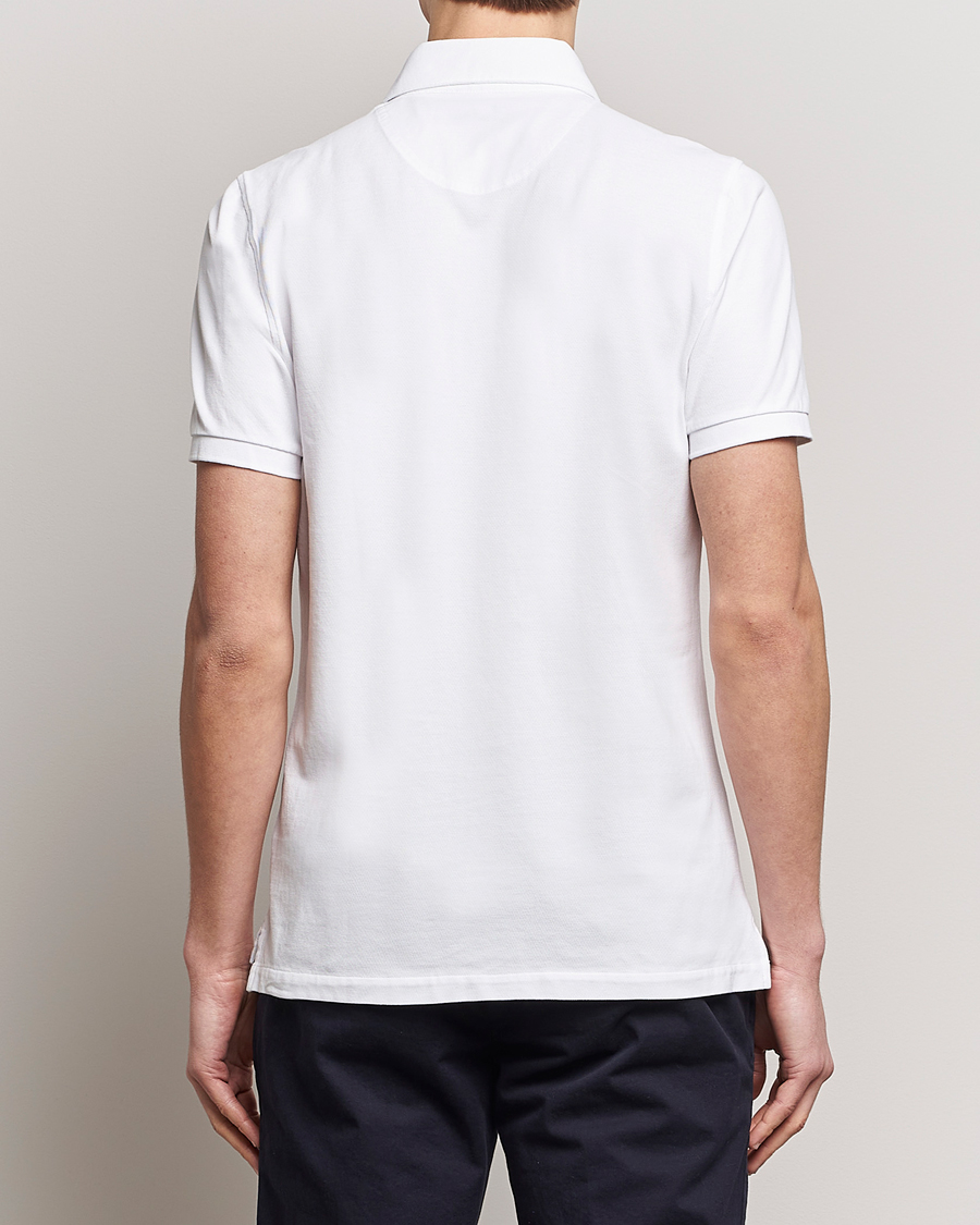 Herren | Poloshirts | Stenströms | Cotton Pique Contrast Polo Shirt White