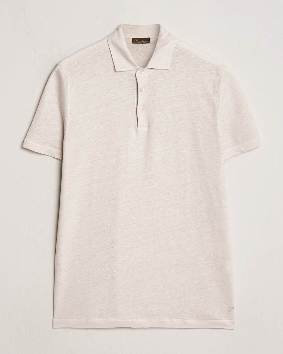 Herren | Poloshirts | Stenströms | Linen Polo Shirt Beige