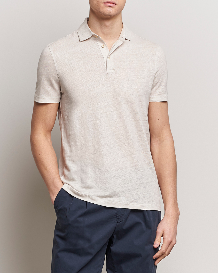 Herren |  | Stenströms | Linen Polo Shirt Beige