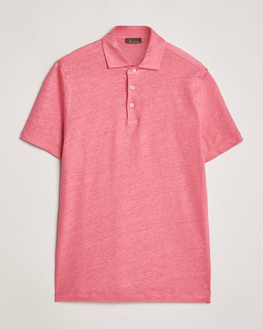 Herren | Poloshirts | Stenströms | Linen Polo Shirt Rasperry