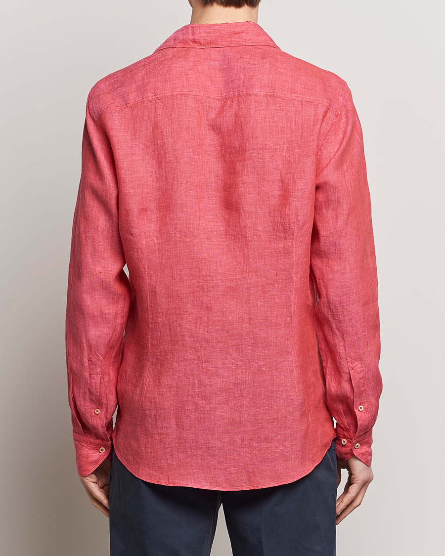 Herren | Hemden | Stenströms | Slimline Cut Away Linen Shirt Rasperry