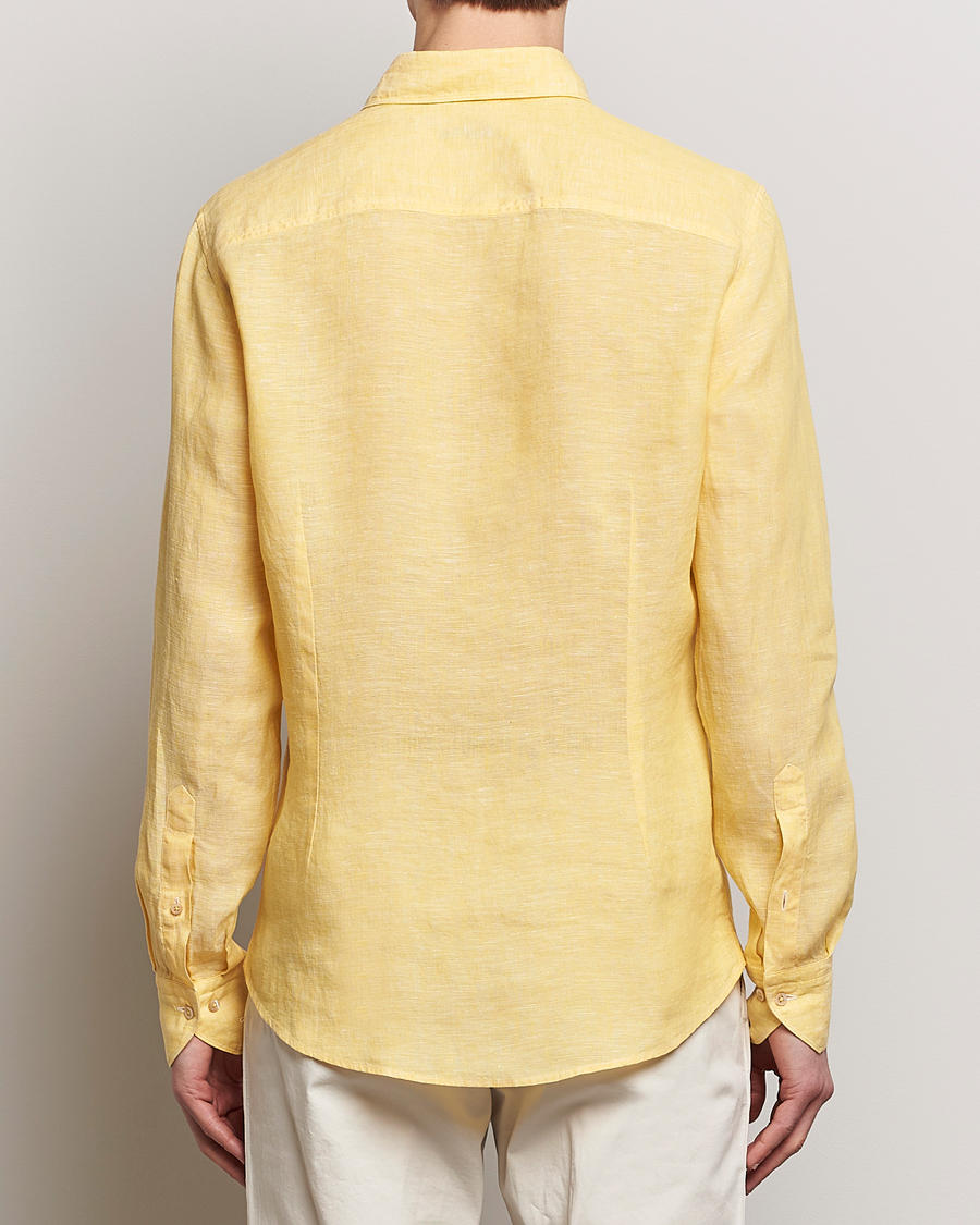 Herren | Hemden | Stenströms | Slimline Cut Away Linen Shirt Yellow