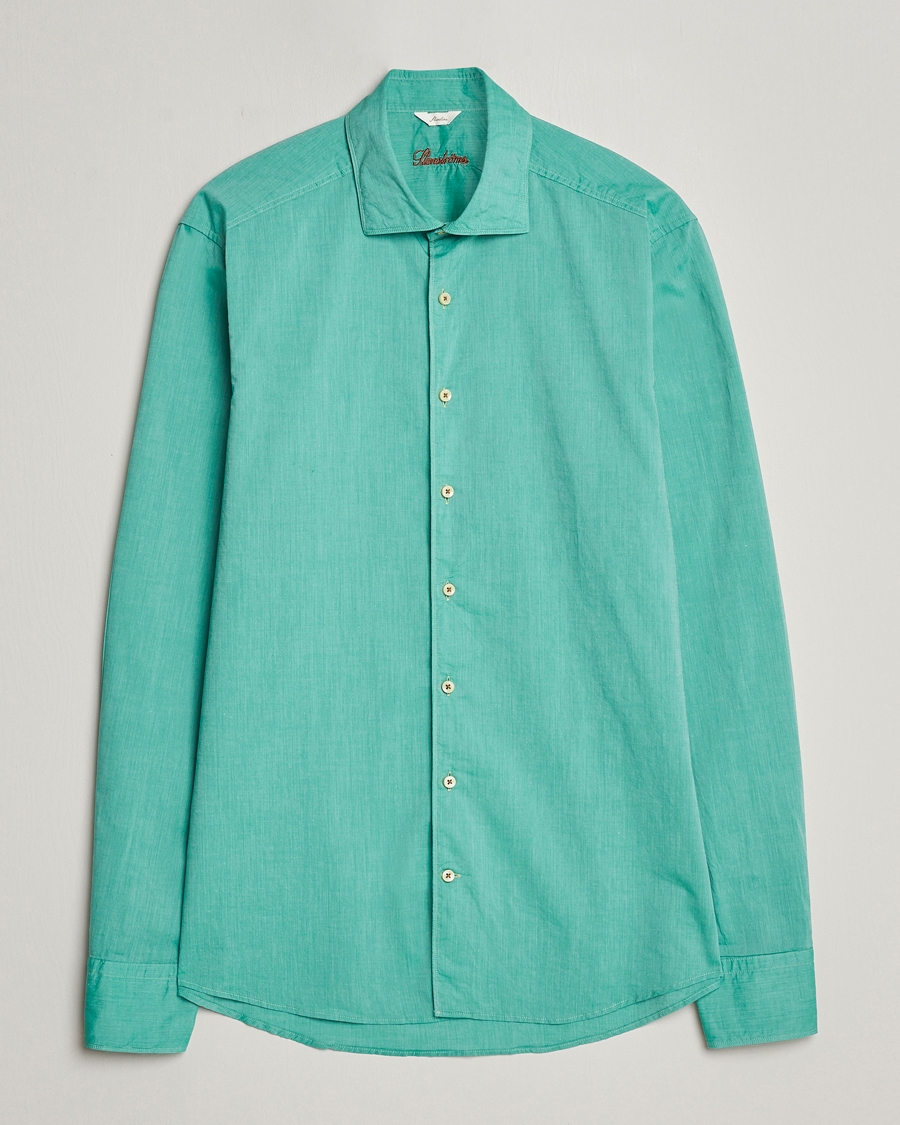 Herren | Hemden | Stenströms | Slimline Washed Summer Poplin Shirt Green