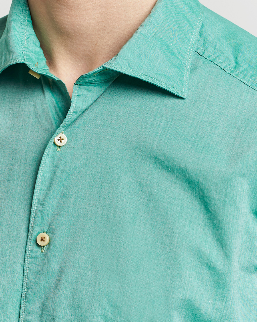 Herren | Hemden | Stenströms | Slimline Washed Summer Poplin Shirt Green