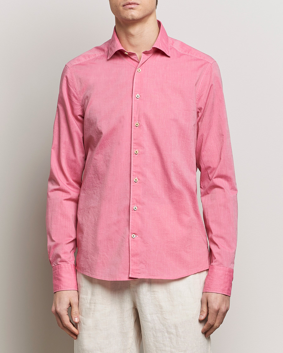 Herren | Hemden | Stenströms | Slimline Washed Summer Poplin Shirt Rasperry