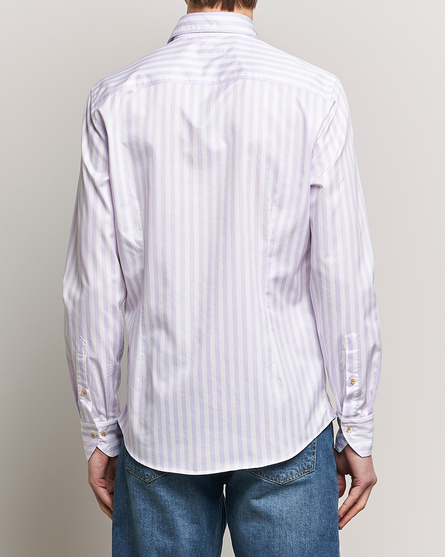 Herren | Hemden | Stenströms | Slimline Large Stripe Washed Cotton Shirt Purple