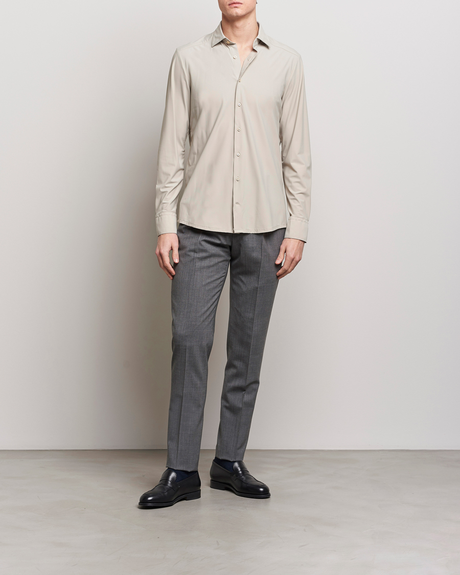 Herren | Hemden | Stenströms | Slimline Cut Away 4-Way Stretch Shirt Clay